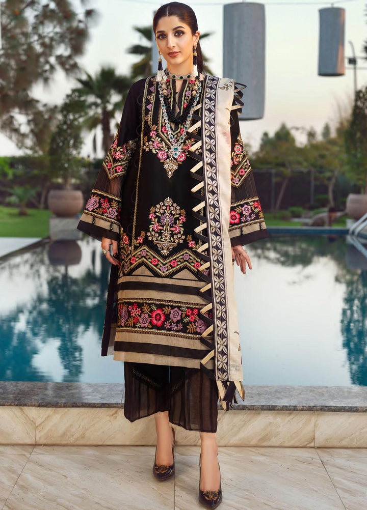 Seran Embroidered Lawn Suit Unstitched 3 Piece SRN22E 02 Ebony Enigma - Luxury Collection
