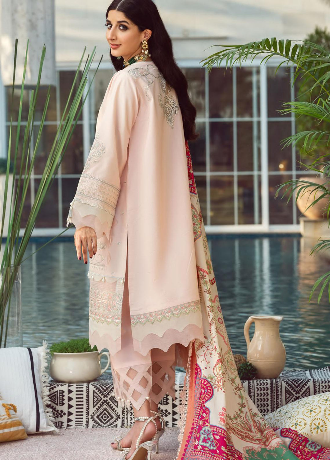 Seran Embroidered Lawn Suit Unstitched 3 Piece SRN22E 04 Carnation Bliss - Luxury Collection