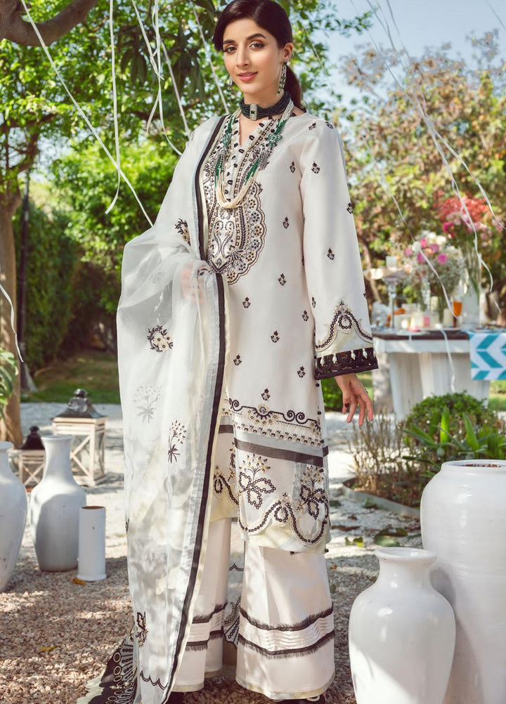 Seran Embroidered Lawn Suit Unstitched 3 Piece SRN22E 05 Monochrome Magic - Luxury Collection