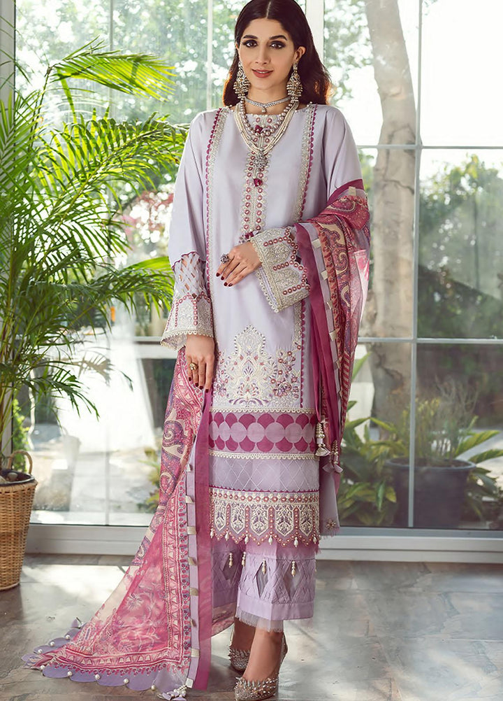 Seran Embroidered Lawn Suit Unstitched 3 Piece SRN22E 07 Lavender Breeze - Luxury Collection