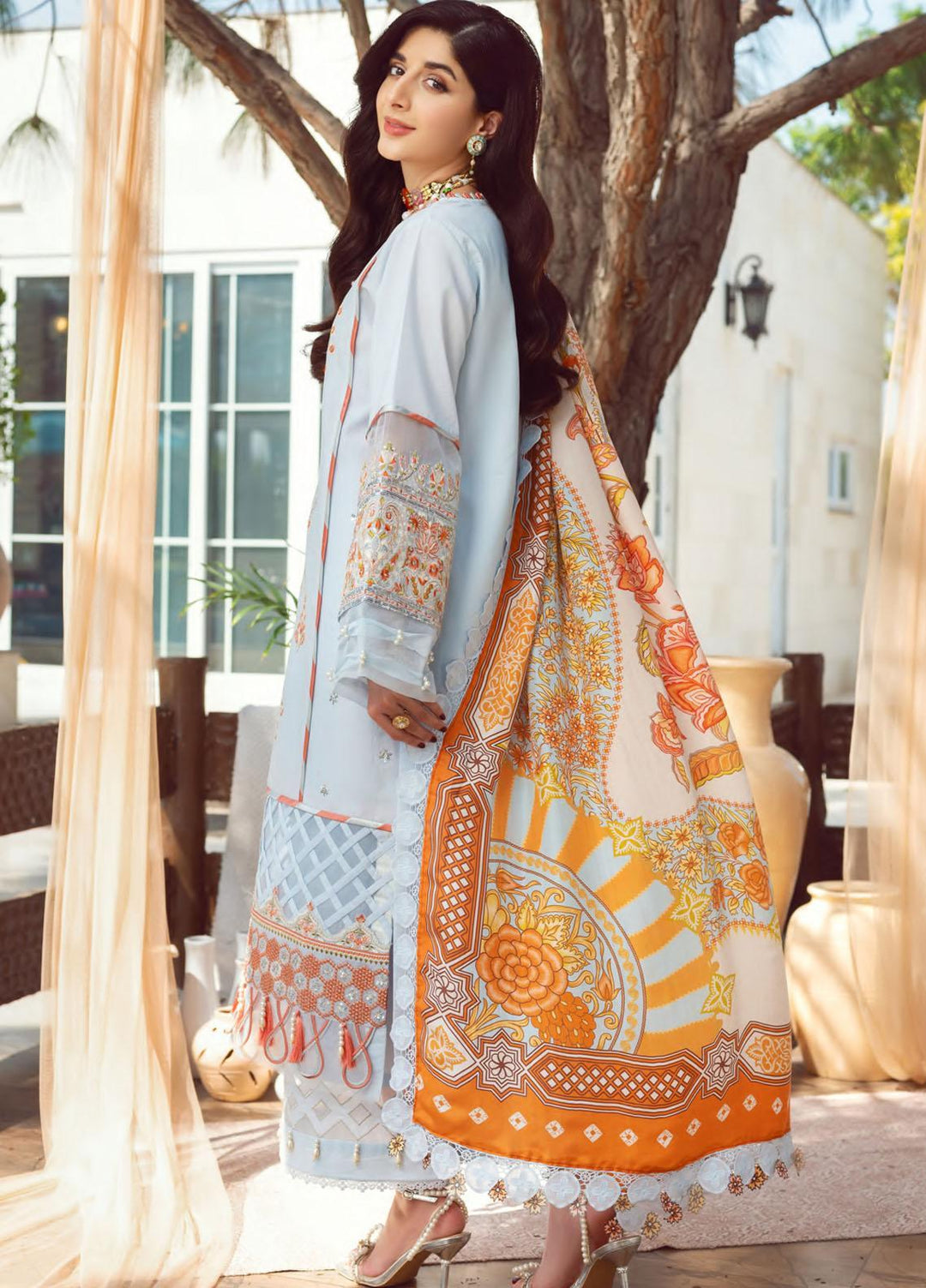 Seran Embroidered Lawn Suit Unstitched 3 Piece SRN22E 08 Floral Haze - Luxury Collection