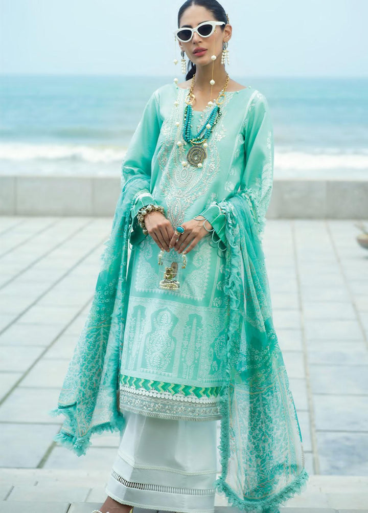 Pearls of the Ocean By Seran Embroidered Lawn Suits Unstitched 3 Piece SRN22PO 05 Seafoam Splendor - Eid Collection