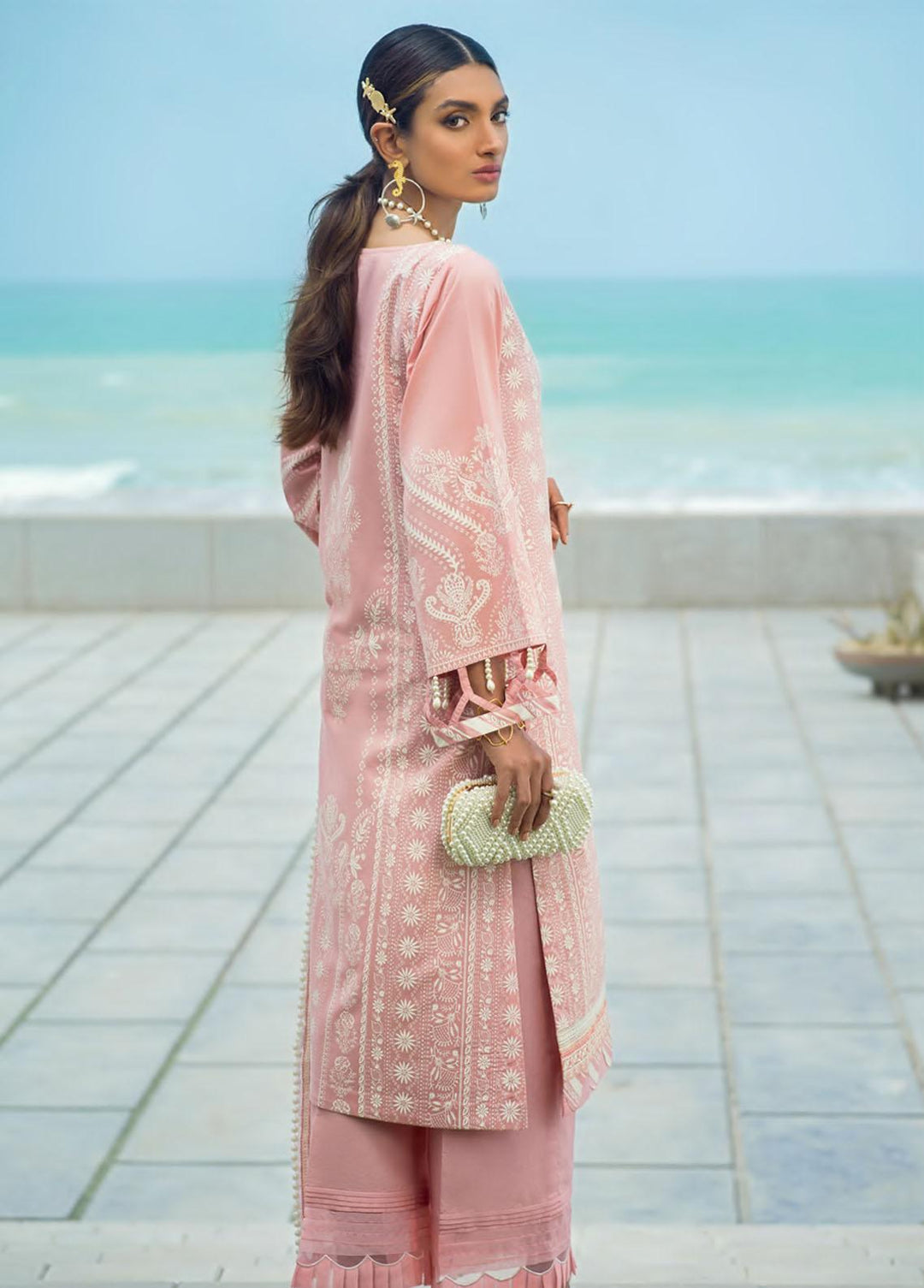 Pearls of the Ocean By Seran Embroidered Lawn Suits Unstitched 3 Piece SRN22PO 08 Glistening Starfish - Eid Collection