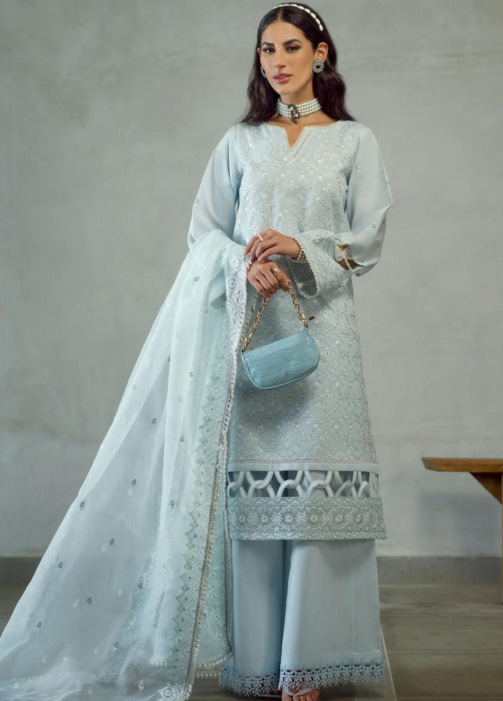 Pearls of the Ocean By Seran Embroidered Lawn Suits Unstitched 3 Piece SRN22PO 09 Serene Sky - Eid Collection