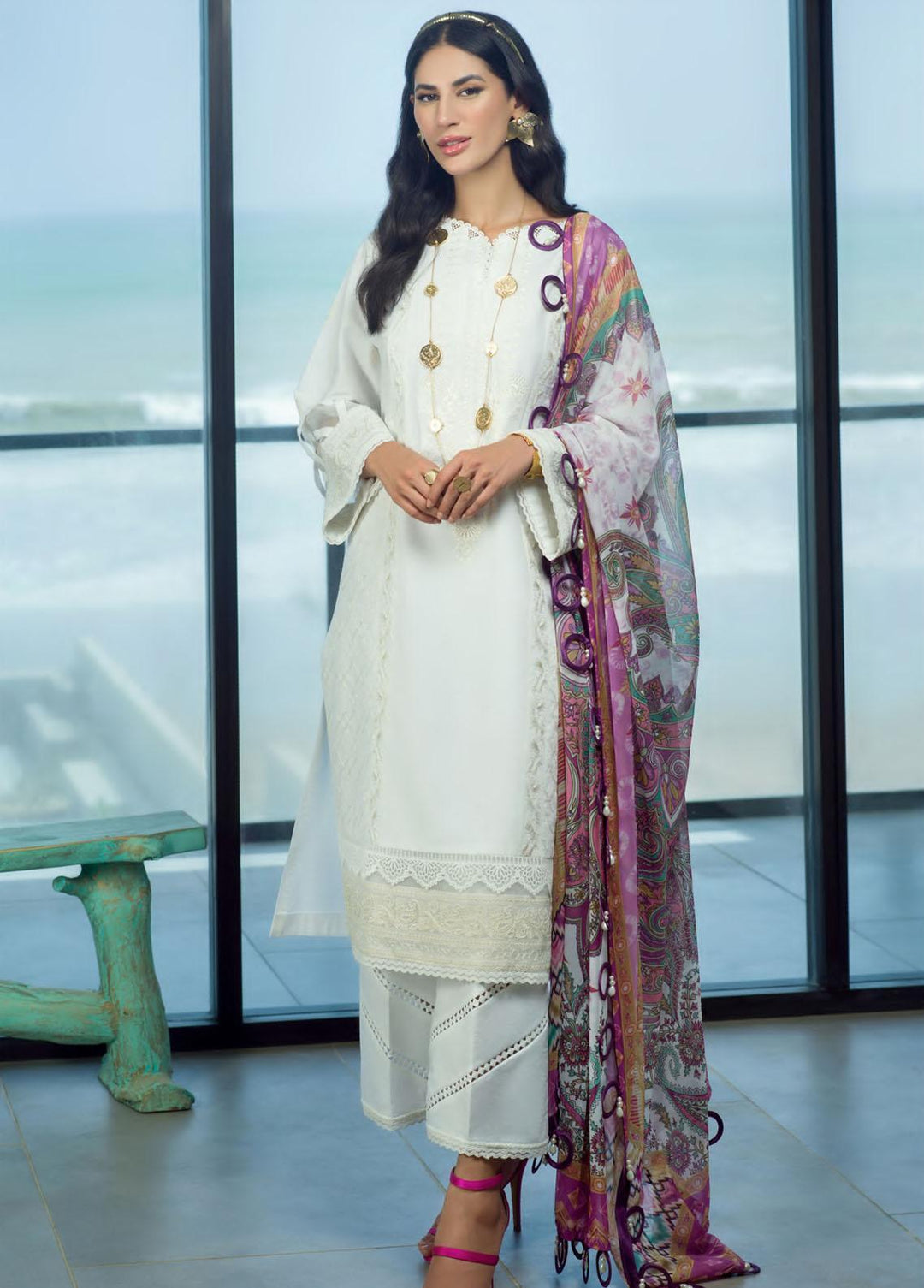 Pearls of the Ocean By Seran Embroidered Lawn Suits Unstitched 3 Piece SRN22PO 11 Pearl Panache - Eid Collection