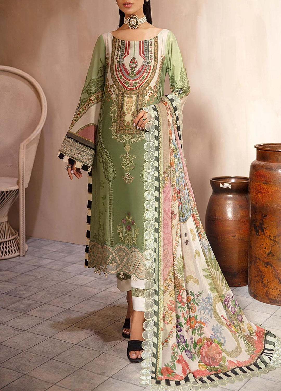 Seran Embroidered Lawn Suits Unstitched 3 Piece SRN21SE 02 Sage Sensation - Summer Collection