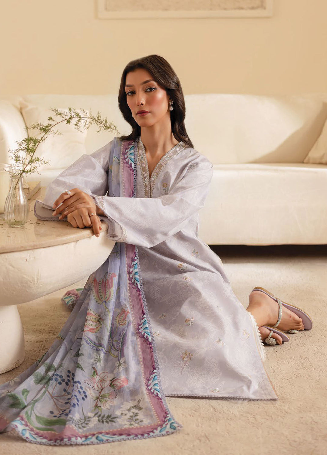 Seran Embroidered Lawn Suits Unstitched 3 Piece D-06 Elanah - Summer Collection