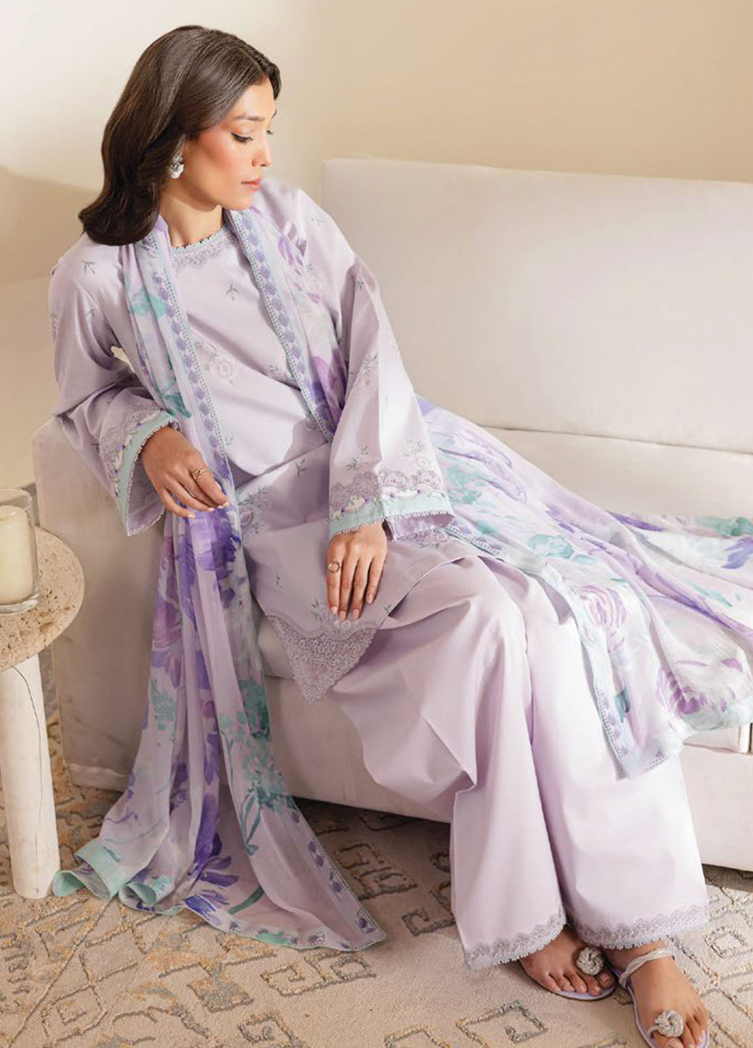 Seran Embroidered Lawn Suits Unstitched 3 Piece D-10 Seraya - Summer Collection