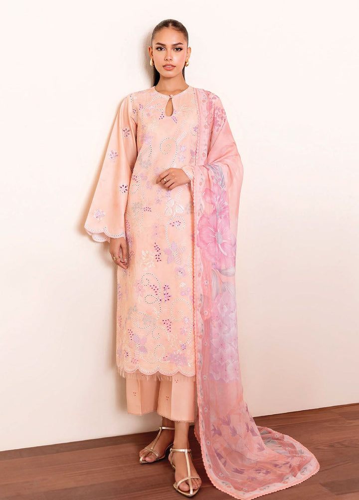 Seran Embroidered Lawn Suits Unstitched 3 Piece SN25ULL D-05 Fayra - Summer Collection