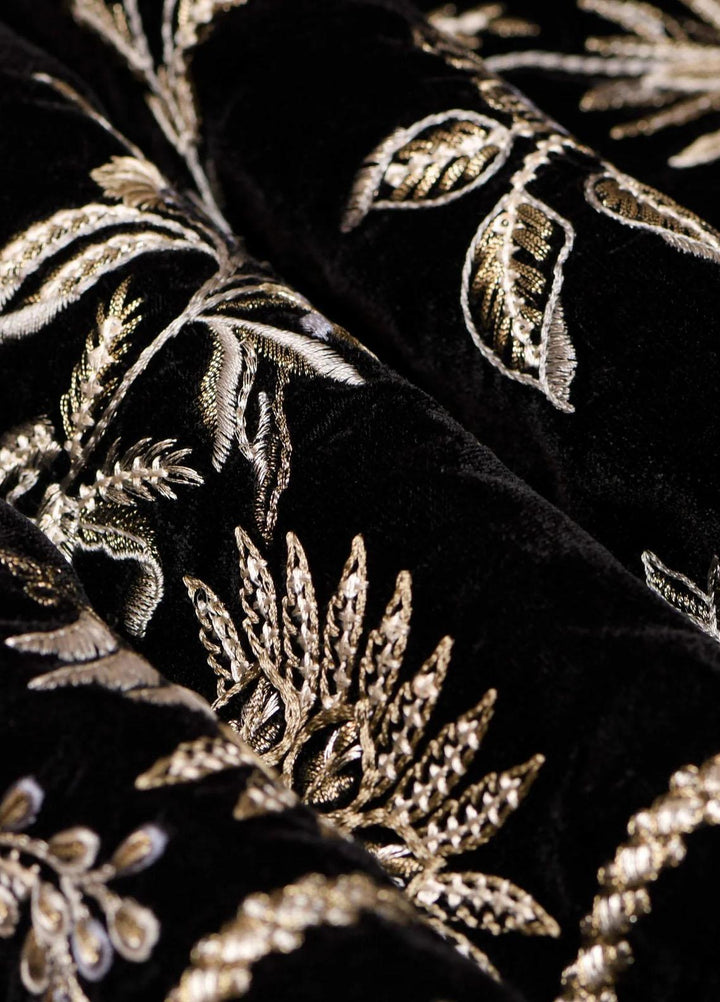 Seran Embroidered Velvet  Shawls SRN23LV Black Velvet Shawl - Velvet Shawls