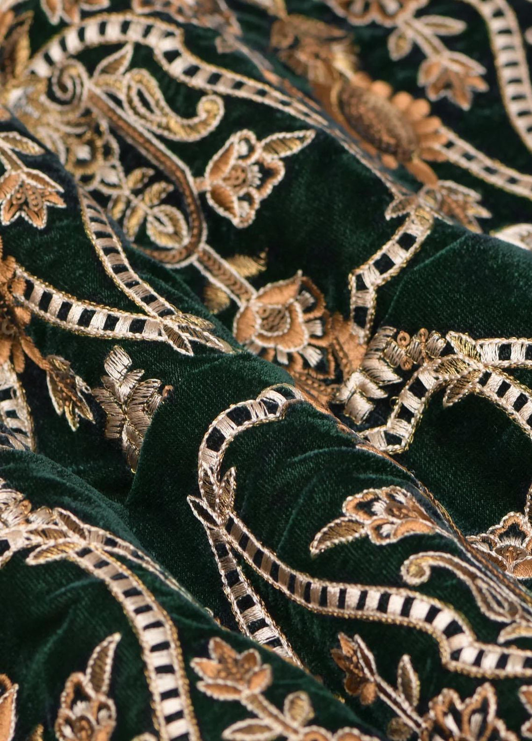 Seran Embroidered Velvet  Shawls SRN23LV Green Velvet Shawl - Velvet Shawls