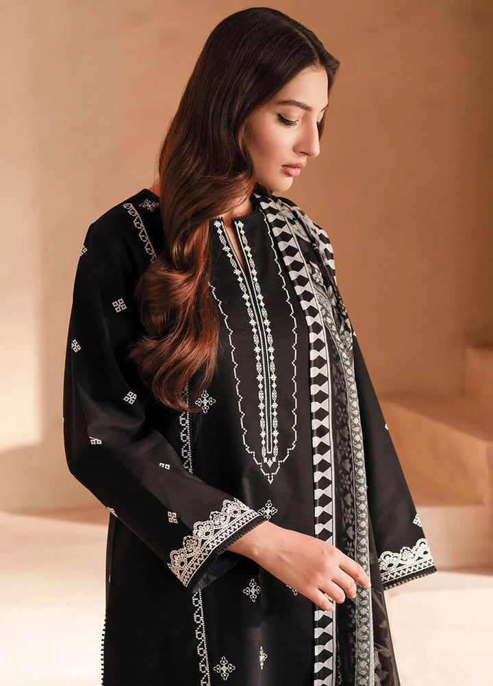 Seran Monochrome Embroidered Lawn Suit Unstitched 3 Piece SRN24M D-02 Opale - Summer Collection