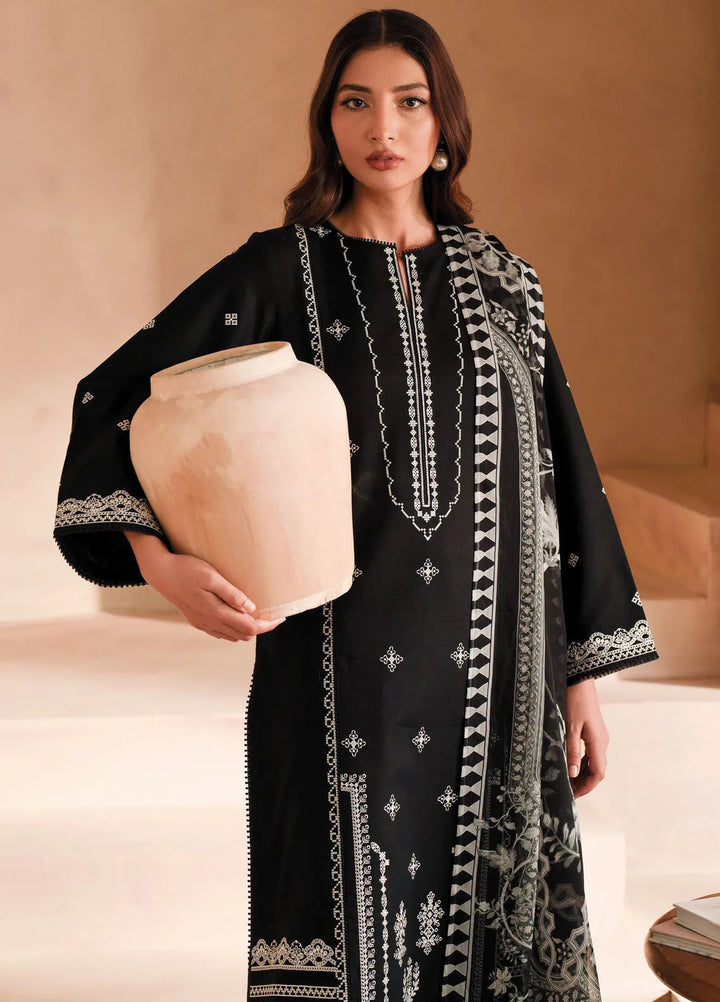 Seran Monochrome Embroidered Lawn Suit Unstitched 3 Piece SRN24M D-02 Opale - Summer Collection