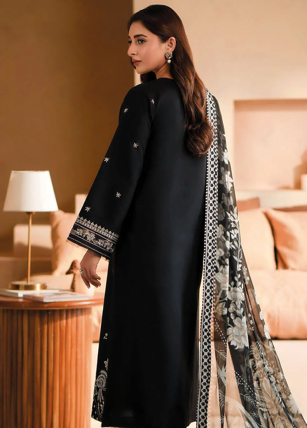Seran Monochrome Embroidered Lawn Suit Unstitched 3 Piece SRN24M D-04 Serenite - Summer Collection