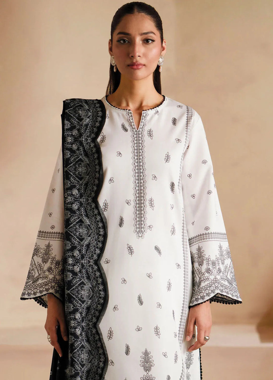 Seran Monochrome Embroidered Lawn Suit Unstitched 3 Piece SRN24M D-07 Epure - Summer Collection