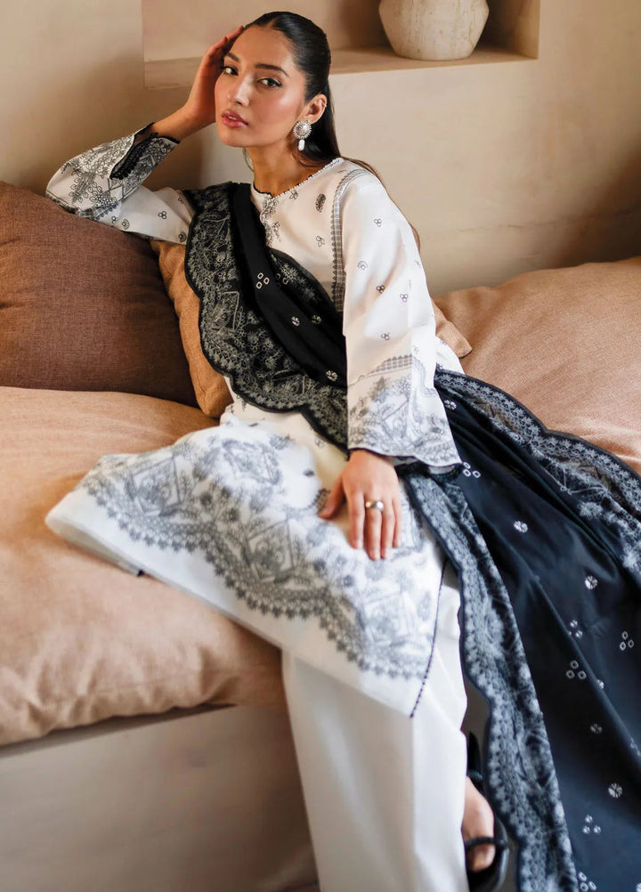 Seran Monochrome Embroidered Lawn Suit Unstitched 3 Piece SRN24M D-07 Epure - Summer Collection