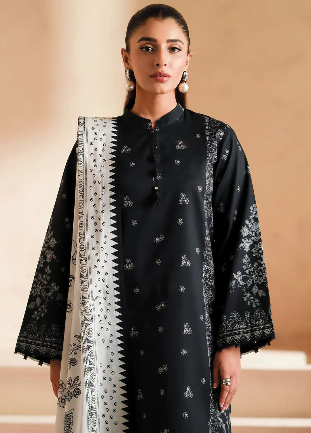 Seran Monochrome Embroidered Lawn Suit Unstitched 3 Piece SRN24M D-09 Ombre - Summer Collection
