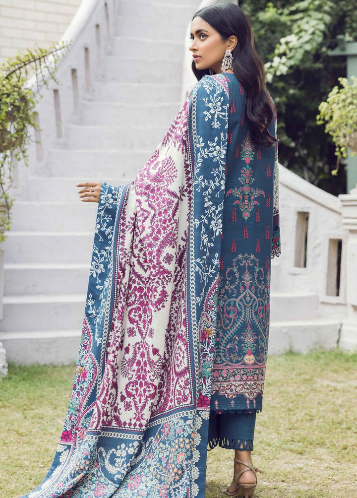 Winter Blossoms By Seran Embroidered Khaddar Suits Unstitched 3 Piece SRN22WB 01 Gentian - Winter Collection