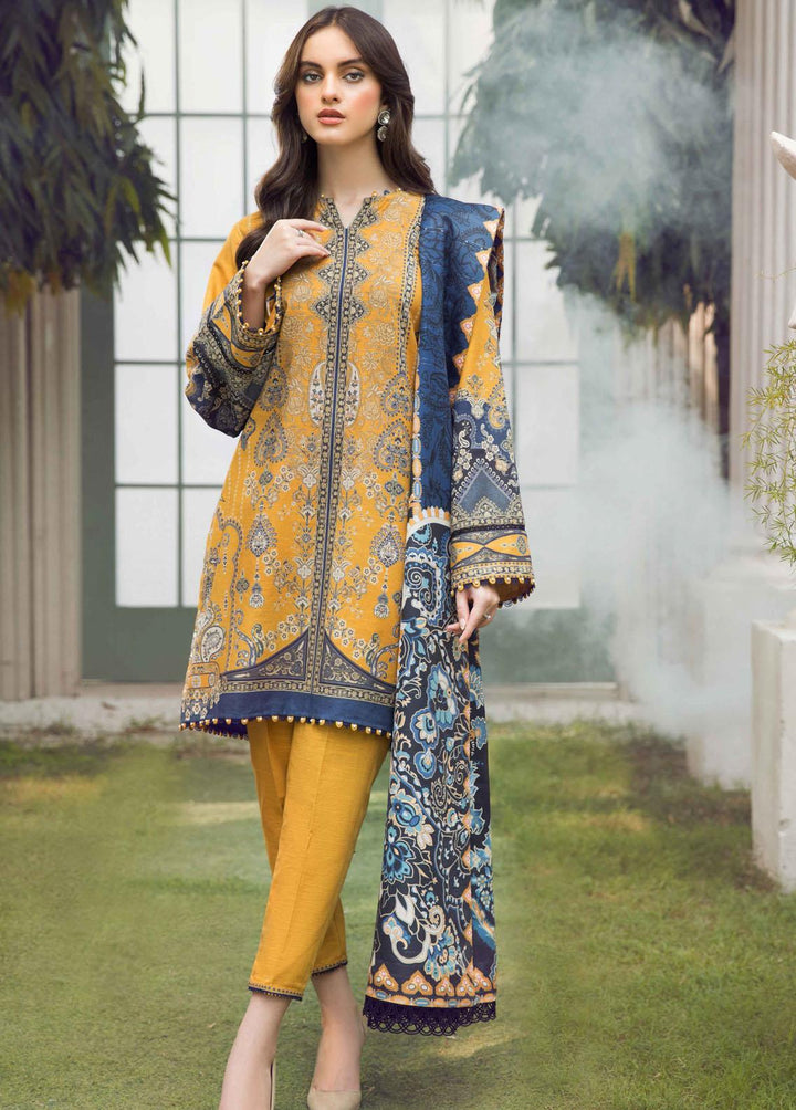 Winter Blossoms By Seran Embroidered Khaddar Suits Unstitched 3 Piece SRN22WB 03 Marigold - Winter Collection