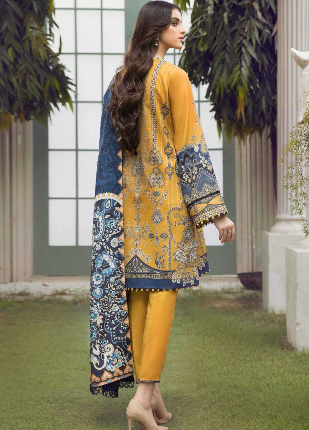 Winter Blossoms By Seran Embroidered Khaddar Suits Unstitched 3 Piece SRN22WB 03 Marigold - Winter Collection