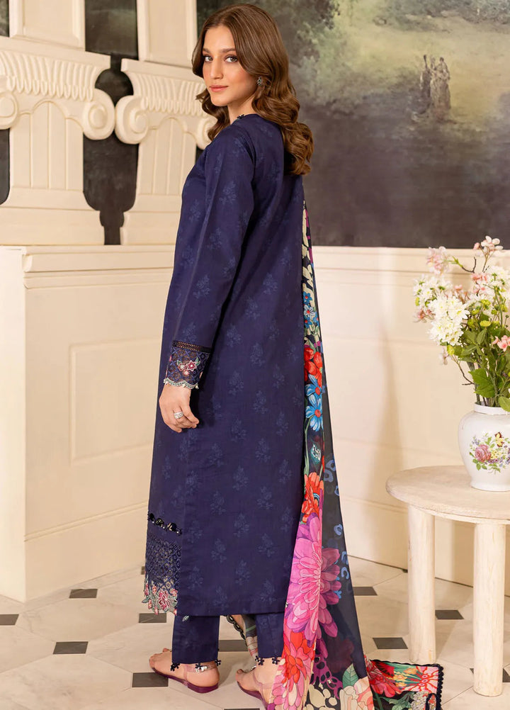 Seraya By Farasha Embroidered Lawn Suit Unstitched 3 Piece FSH24S D-02 Indigo - Summer Collection