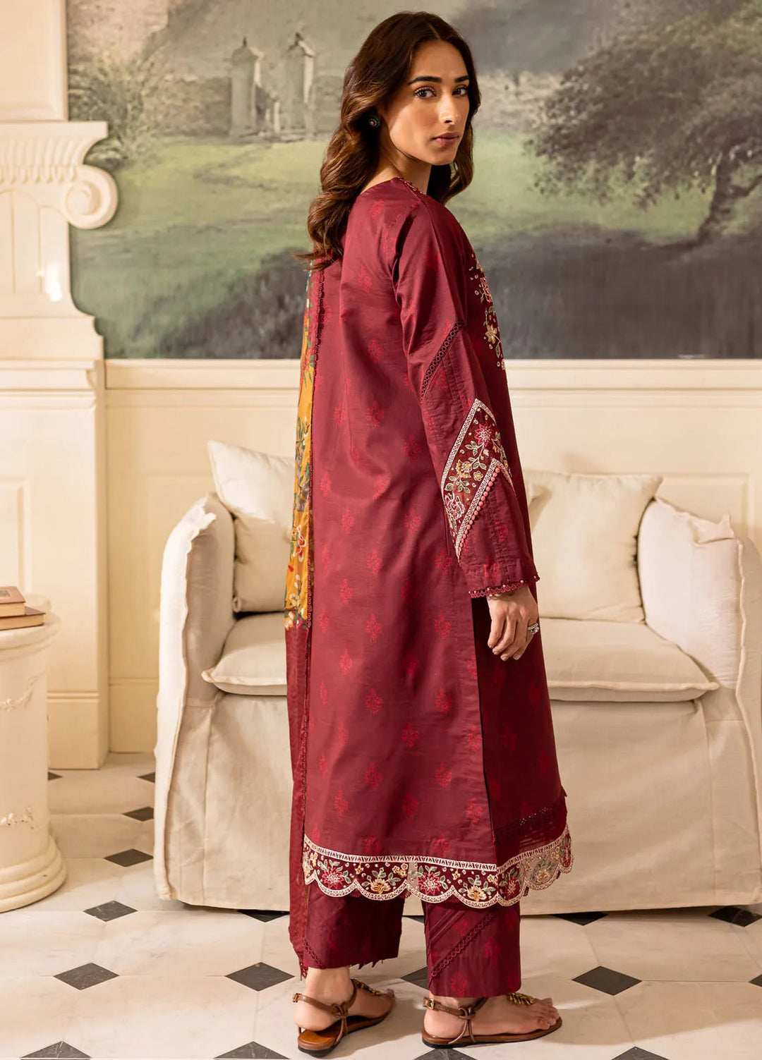 Seraya By Farasha Embroidered Lawn Suit Unstitched 3 Piece FSH24S D-03 Amy - Summer Collection