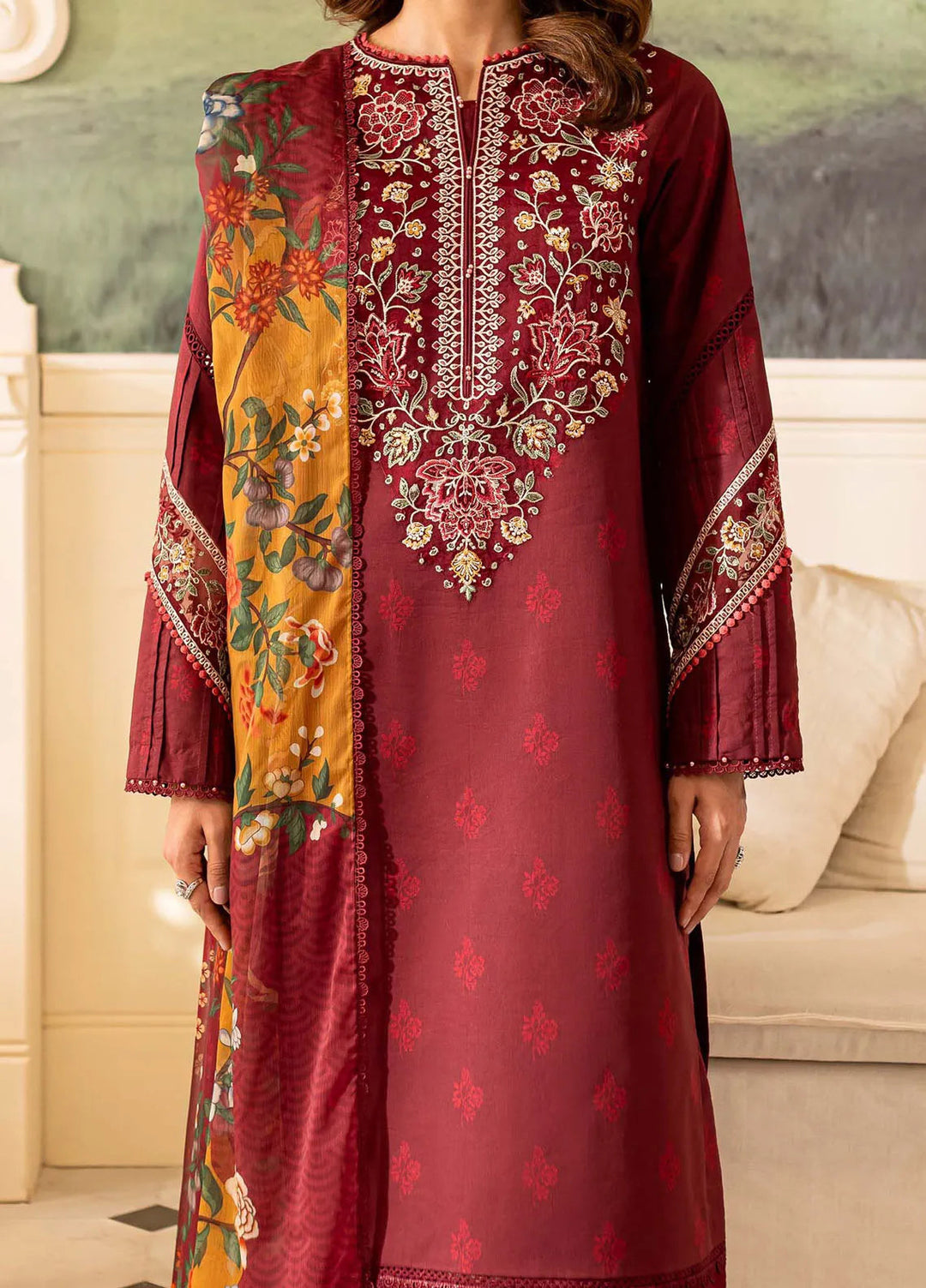 Seraya By Farasha Embroidered Lawn Suit Unstitched 3 Piece FSH24S D-03 Amy - Summer Collection
