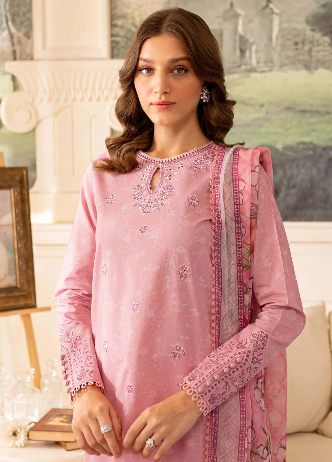 Seraya By Farasha Embroidered Lawn Suit Unstitched 3 Piece FSH24S D-04 Daisy - Summer Collection