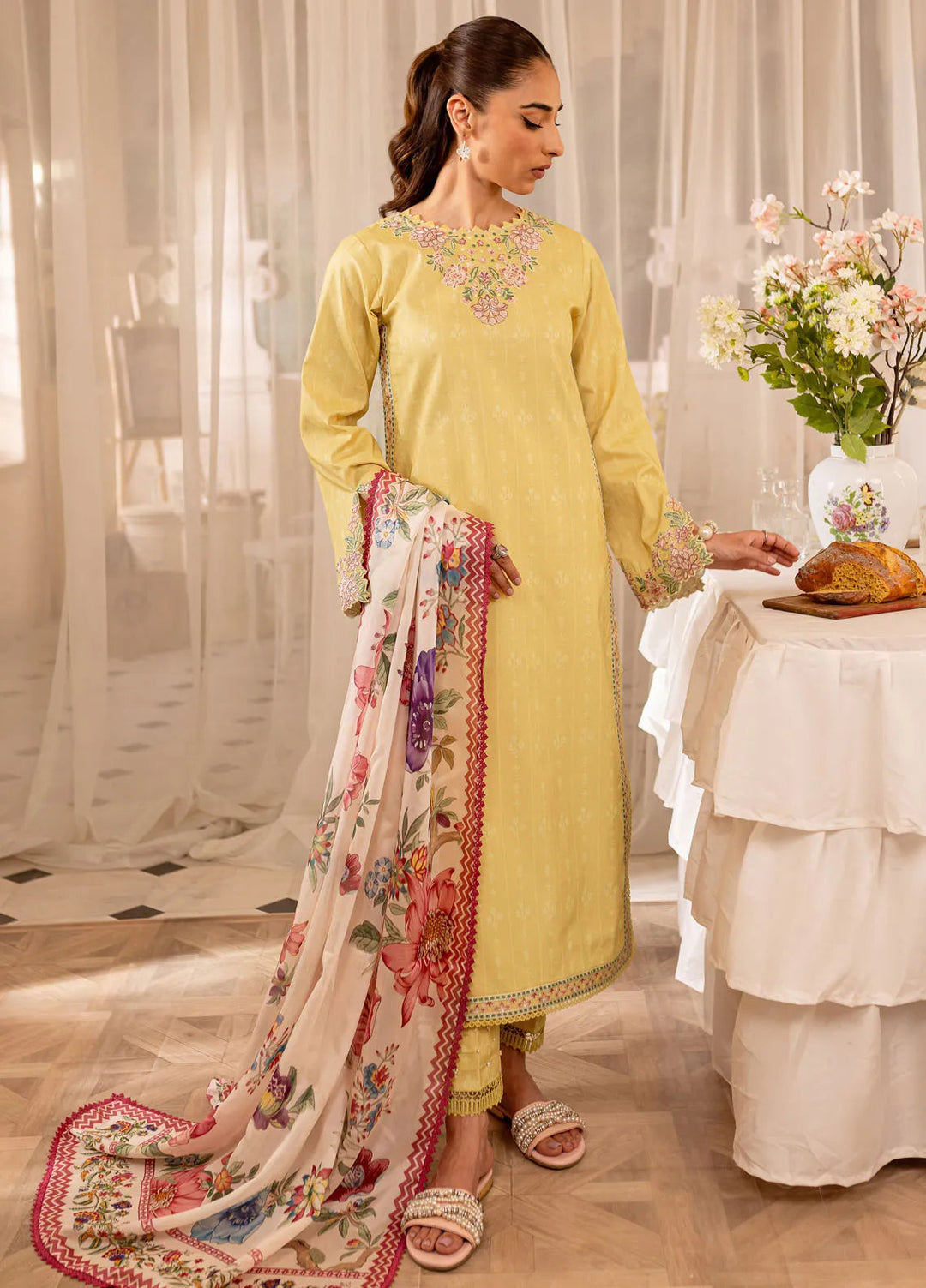 Seraya By Farasha Embroidered Lawn Suit Unstitched 3 Piece FSH24S D-05 Fern - Summer Collection