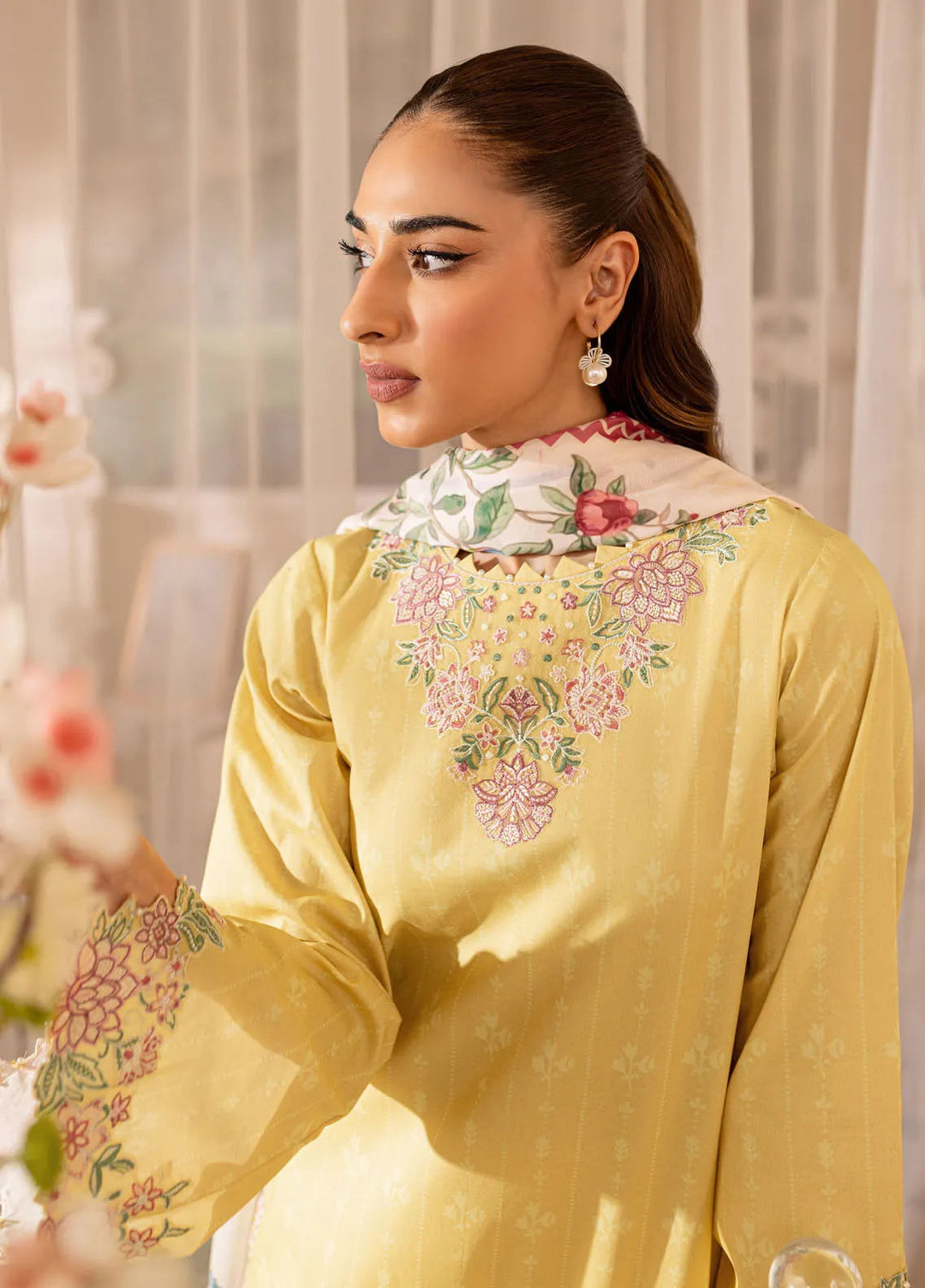 Seraya By Farasha Embroidered Lawn Suit Unstitched 3 Piece FSH24S D-05 Fern - Summer Collection