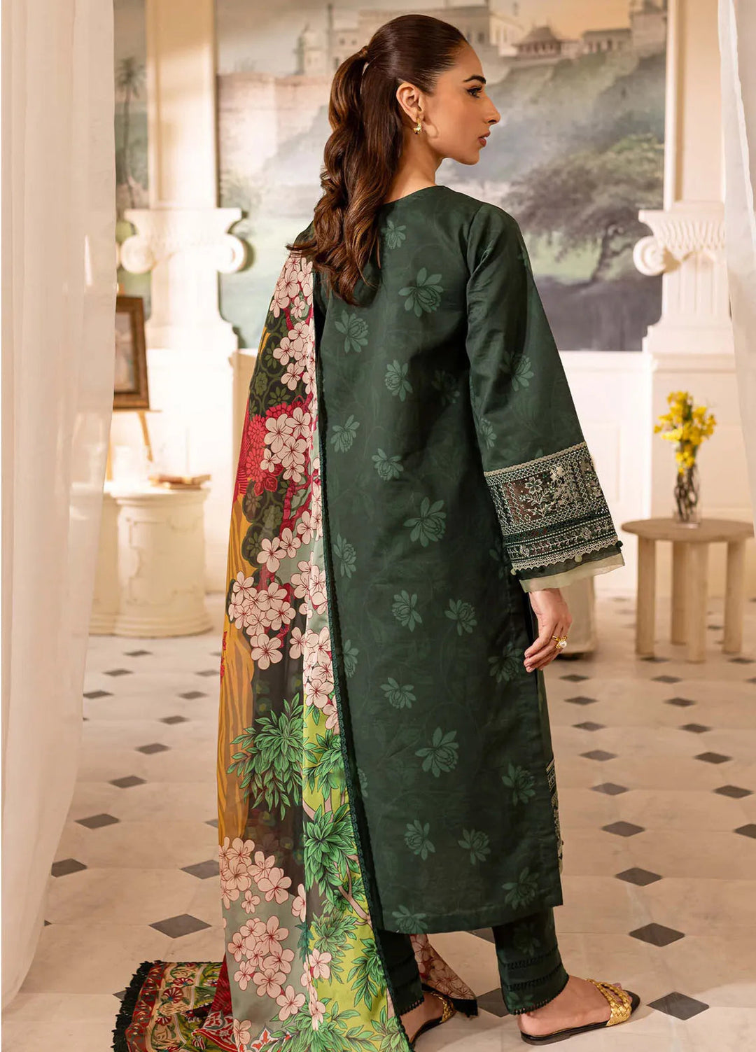Seraya By Farasha Embroidered Lawn Suit Unstitched 3 Piece FSH24S D-06 Jade - Summer Collection