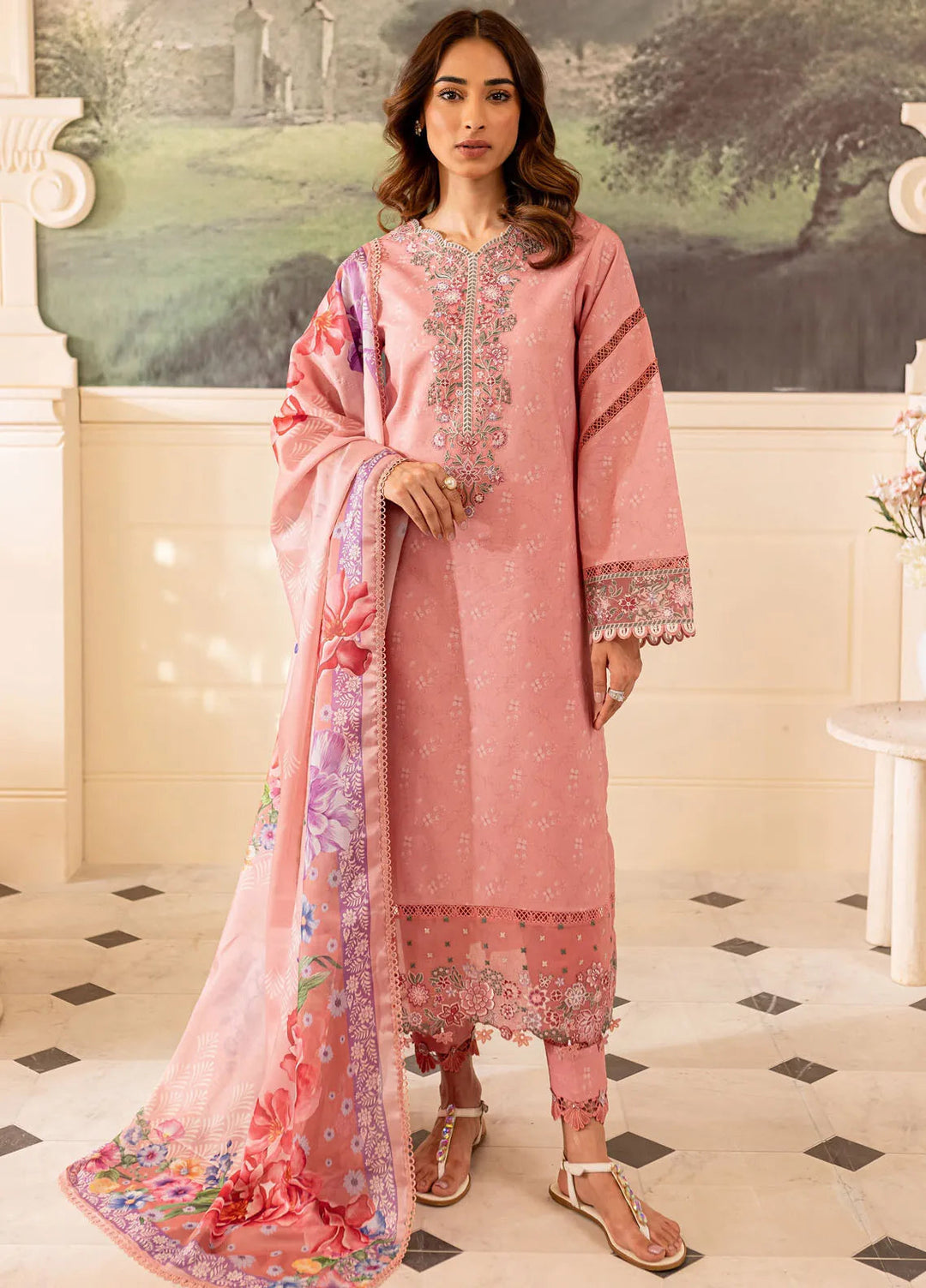 Seraya By Farasha Embroidered Lawn Suit Unstitched 3 Piece FSH24S D-07 Fiora - Summer Collection