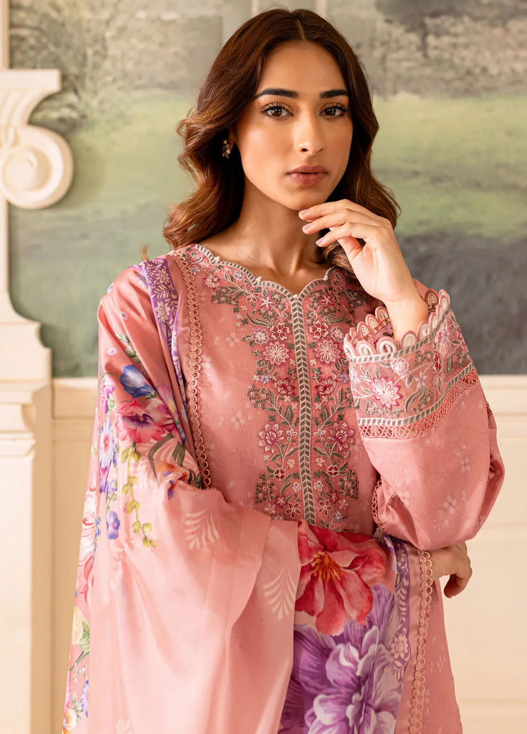 Seraya By Farasha Embroidered Lawn Suit Unstitched 3 Piece FSH24S D-07 Fiora - Summer Collection