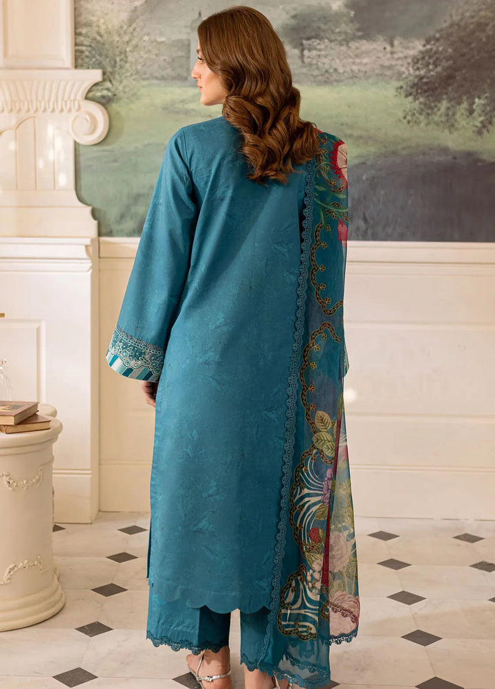 Seraya By Farasha Embroidered Lawn Suit Unstitched 3 Piece FSH24S D-08 Periwinkle - Summer Collection