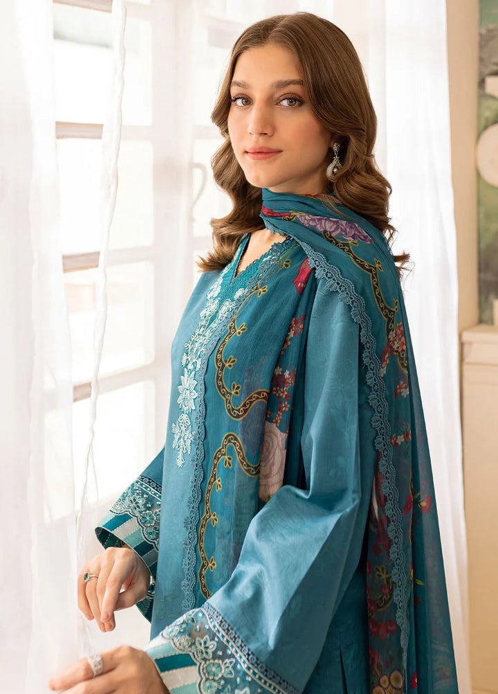 Seraya By Farasha Embroidered Lawn Suit Unstitched 3 Piece FSH24S D-08 Periwinkle - Summer Collection