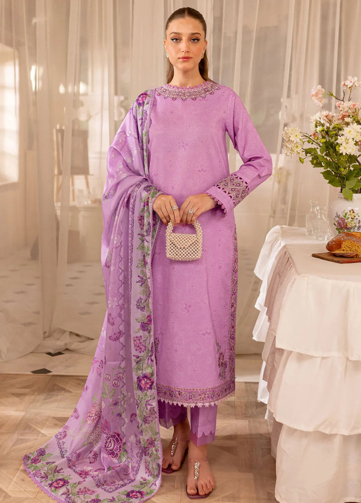 Seraya By Farasha Embroidered Lawn Suit Unstitched 3 Piece FSH24S D-09 Violet - Summer Collection