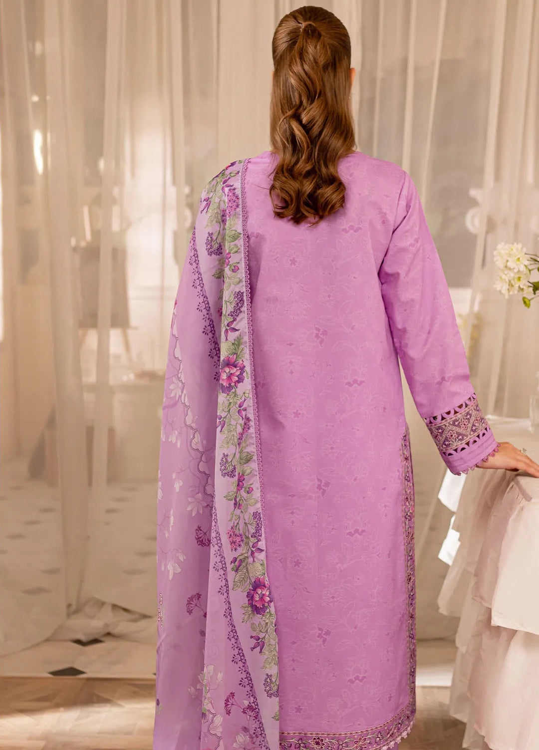Seraya By Farasha Embroidered Lawn Suit Unstitched 3 Piece FSH24S D-09 Violet - Summer Collection