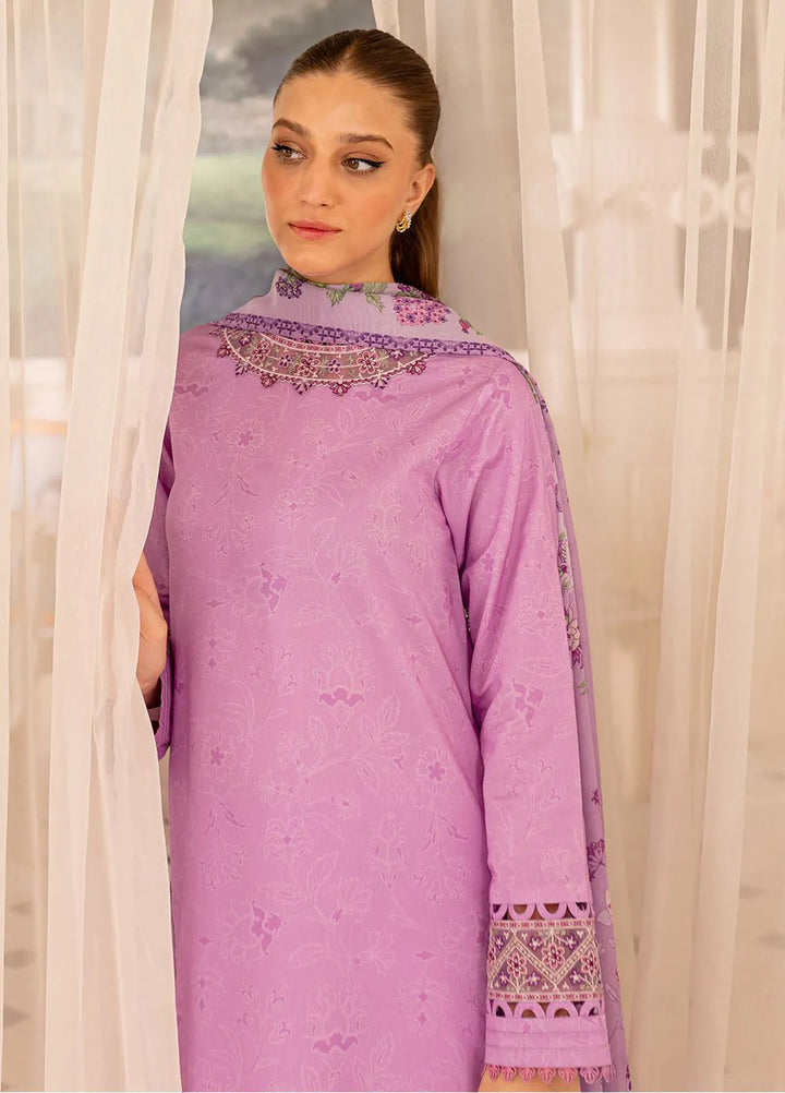 Seraya By Farasha Embroidered Lawn Suit Unstitched 3 Piece FSH24S D-09 Violet - Summer Collection