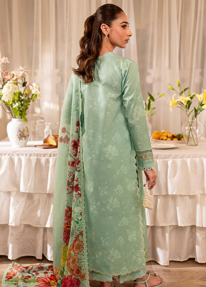 Seraya By Farasha Embroidered Lawn Suit Unstitched 3 Piece FSH24S D-10 Sage - Summer Collection