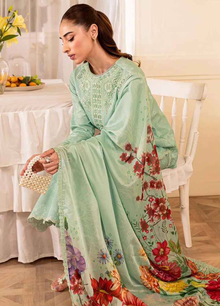 Seraya By Farasha Embroidered Lawn Suit Unstitched 3 Piece FSH24S D-10 Sage - Summer Collection