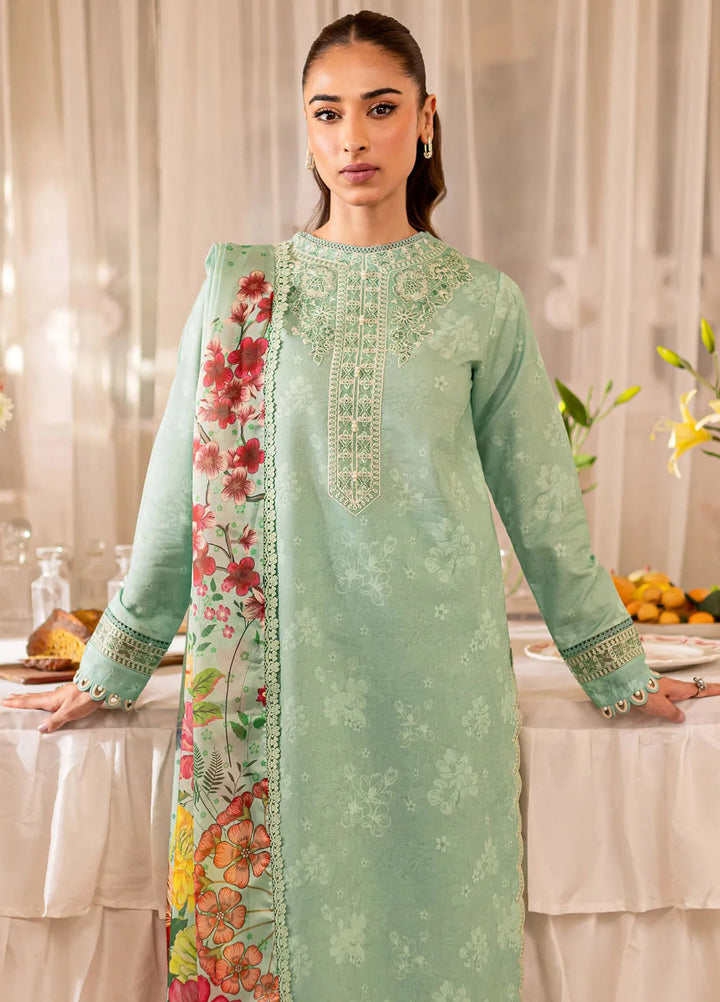 Seraya By Farasha Embroidered Lawn Suit Unstitched 3 Piece FSH24S D-10 Sage - Summer Collection