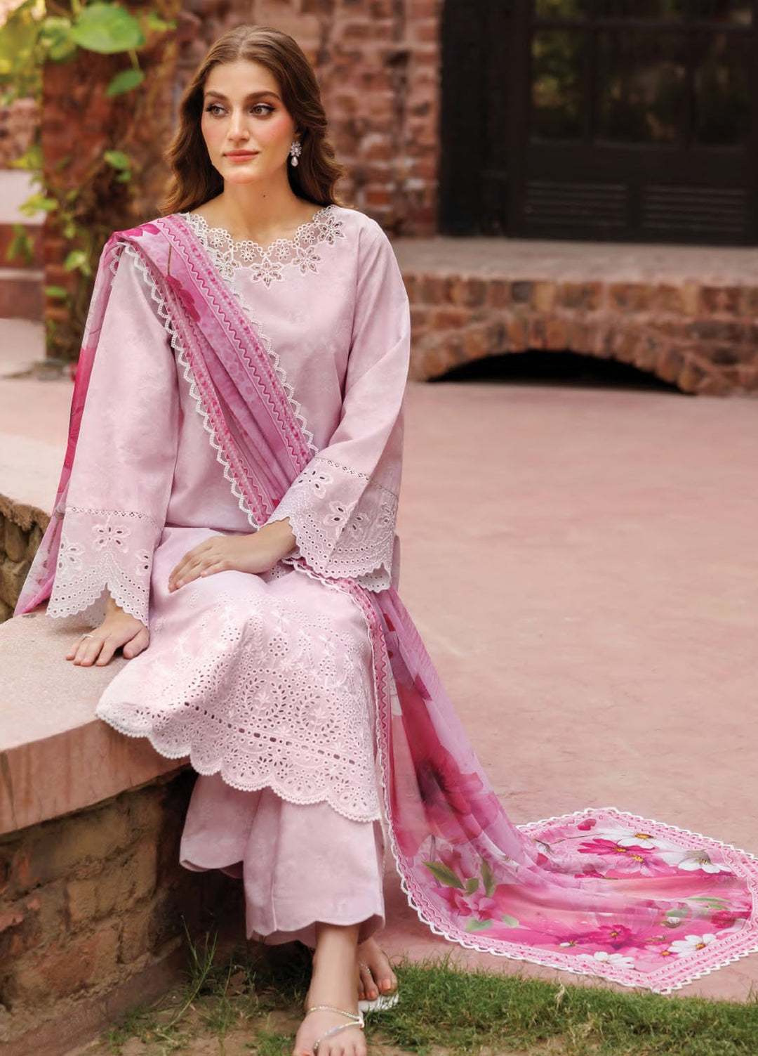 Seraya by Farasha Embroidered Lawn Suits Unstitched 3 Piece FSH25SL D-02 Dovella - Summer Collection