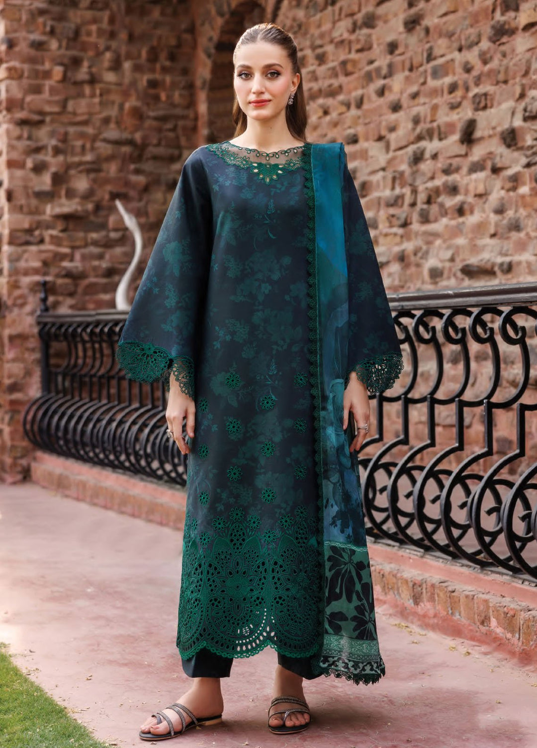 Seraya by Farasha Embroidered Lawn Suits Unstitched 3 Piece FSH25SL D-04 Periveil - Summer Collection