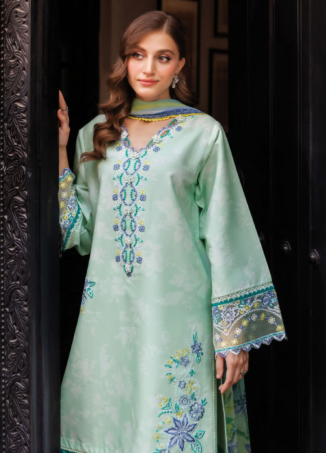 Seraya by Farasha Embroidered Lawn Suits Unstitched 3 Piece FSH25SL D-07 Mistell - Summer Collection