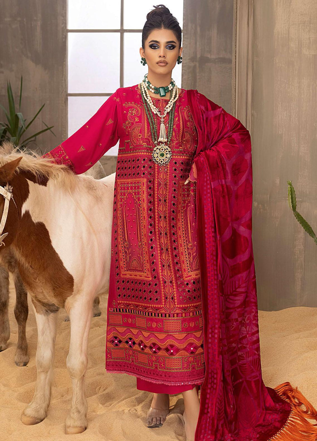 Serene By Bin Ilyas Embroidered  Suits Unstitched 3 Piece BI23S 502-A - Winter Collection