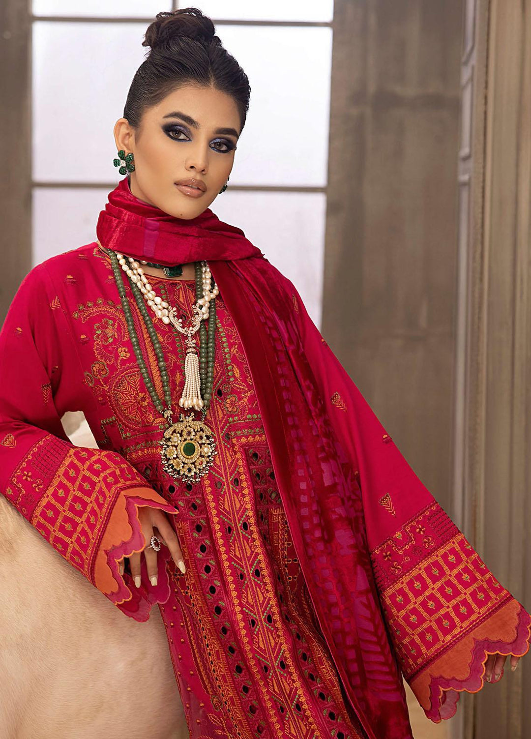 Serene By Bin Ilyas Embroidered  Suits Unstitched 3 Piece BI23S 502-A - Winter Collection