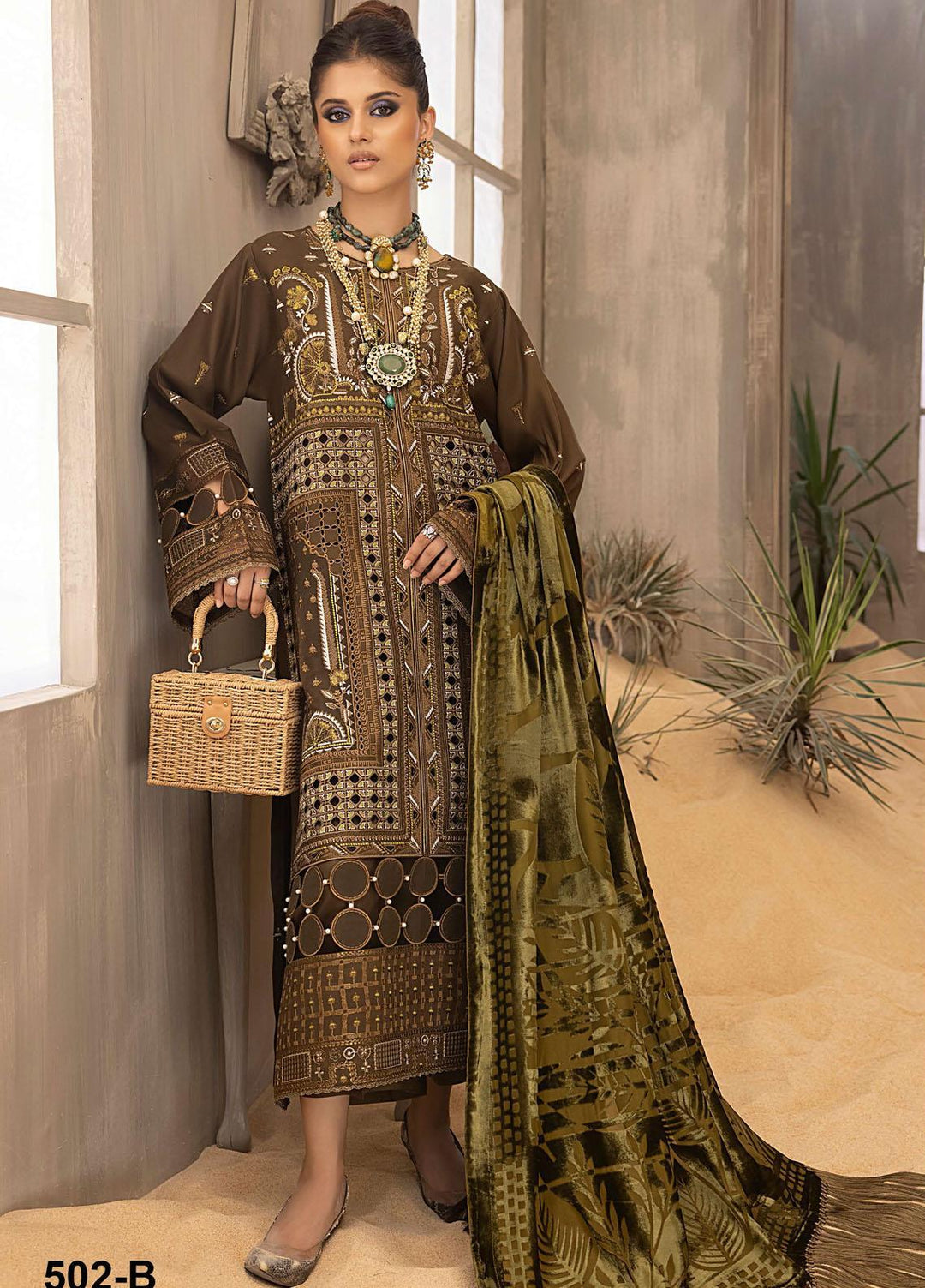 Serene By Bin Ilyas Embroidered  Suits Unstitched 3 Piece BI23S 502-B - Winter Collection