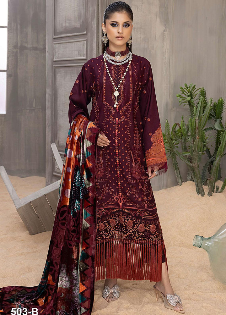 Serene By Bin Ilyas Embroidered  Suits Unstitched 3 Piece BI23S 503-B - Winter Collection
