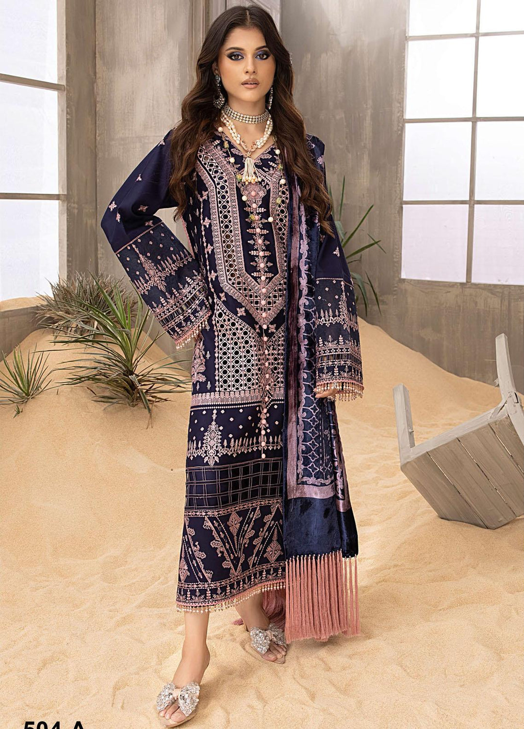 Serene By Bin Ilyas Embroidered  Suits Unstitched 3 Piece BI23S 504-A - Winter Collection