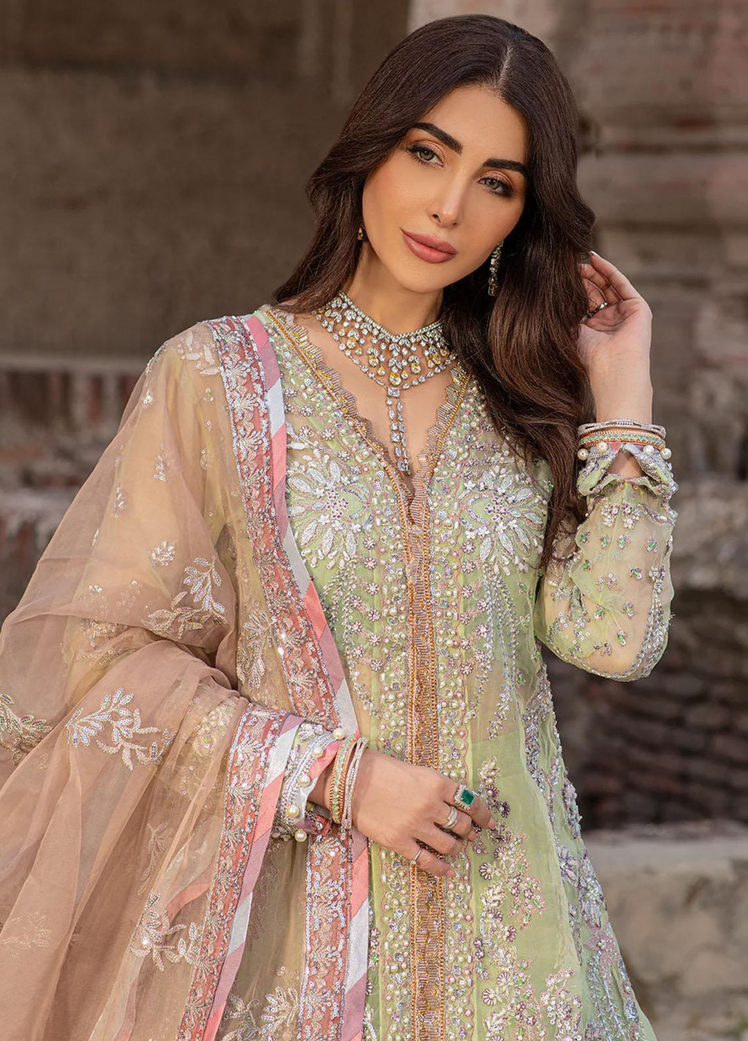 Mehak Yaqoob Pret Embroidered Organza 4 Piece Suit Dove